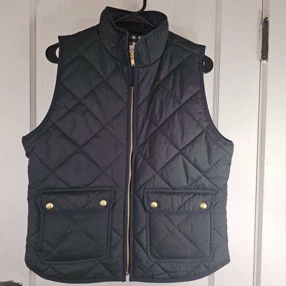 J. Crew Factory Womans Size Medium Puffer Quilted Vest Pockets Full Zip - Picture 1 of 8